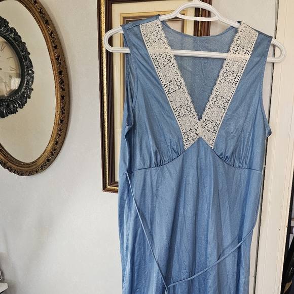 Sky Blue Deep V Slip Dress 1960s style 💙 - Picture 3 of 6